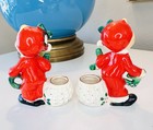 Rare Commodore Noel Pajama Kids Candle Holders  4 25    X 1 25     Label Intact