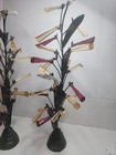 Vintage Mcm Brutalist Lucite And Metal Flower Tree Sculptures Colorful Read