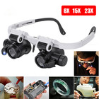 Led Magnifier Double Eye Glasses Loupe Lens Jeweler Watch Repair Measurement D