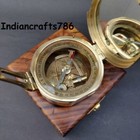 Brass Vintage Style Stanley London Brunton Brass Compass W wooden Box For Gift