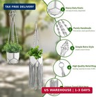 Macrame Plant Hangers  6pack Hanging Plant Holders Indoor  Gray   6 Set Hooks  H