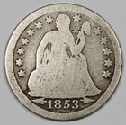 1853 Seated Liberty Dime   Love Token    k     205113