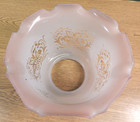 Vintage Or Antique Frosted Etched And Ruffled Gas Light Shade With Pink Edges