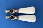 Vintage 1920   s Porcelain Faucet Knobs H C For Hot And Cold Water 3   