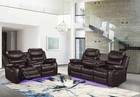 Orlando Collection Sofa Set - Led Lighting Leather Sofa Usb Ports  Brown
