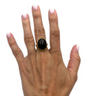Vintage 60s Ring In 18k Solid Gold Large Amber Made In Italy For Women
