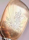 Vintage Vanity Hair Brush - Engraved Floral Detail Gold Brass silver Tone Handle