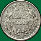 1856 Seated Liberty Half Dime Almost Uncirculated Au Coin  38749