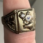 Vintage Bpoe Elks Fraternal 14k Gold Diamond Ring Enamel Men   s Signet