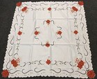 Christmas Candle Poinsettia Embroidery Tablecloth Fabric Topper 51x51  Square