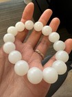 Hetian Mutton Fat White Jade Grade A Bead Bracelet Rare Find 14mm