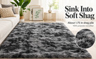 Homyo Tie Dye Shaggy Area Rug Light To Dark Grey Non Slip Carpet Choose Size