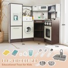 Wooden Kitchen Playset For Kids With Real Lights And Sounds  Include Water Ci   