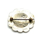 Vintage Sterling Silver Tribal Art Pattern Stamp Works Floral Shape Brooch Pin