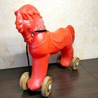 Big Toy Horse On Wheels - Riding Toy - Red Horse - Vintage - Plastic