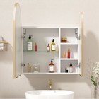Arched Medicine Cabinet 2 Doors Mirror Cabinet Bathroom Storage Metal Frame 24 
