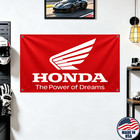 Honda Racing Wall Flag 3x5ft Motorcycle Banner Garage Man Cave
