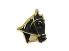 Horse Head Pin Black   Gold Tone Vintage Beautiful Design