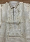 Authentic Men   s Pi  a Organza Barong Tagalog  Size M   Golden Beige Color  New