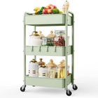 3 Tier Rolling Utility Cart - Metal Rolling Storage Cart With Lockable Wheels