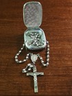 Vintage Solid Sterling Silver Child s Rosary   Vtg Mcm Sterling Silver Case