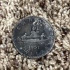 1957 Canada Silver Dollar Coin Heavy Use 80  Silver Canadian Coin Circulated