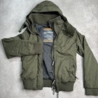 Superdry Jacket Mens Medium Green Fur Hooded Microfibre Windbomber Bomber Winter