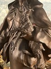 Amazing Large Antique Bronze Shepherd 25  Signed E Picault Sculpture  Very Heavy