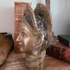Vintage Brass Bronze Statue Gauri Head Goddess South Indian Beautiful Patina