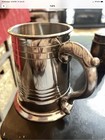 Antique Pewter Tankard Stein Beer Mug With Glass Bottom Made In Sheffield Eng