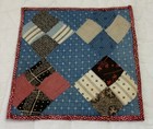Vintage Antique Patchwork Quilt Table Topper  Four Patch  Blue  Multi