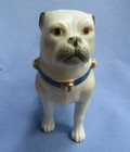 Pug Germany Victorian White  Bisque Bell Collar Dog 4  Figurine
