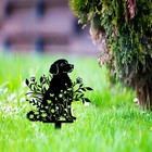 Floral Plant Dog Metal Garden Stake Decor-butterfly Grass Labrador Retriever    