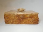 Vintage Brown Marble Stone Trinket Jewelry Box With Lid