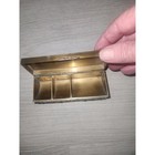 Vintage Brass Cloisonne Enamel Floral Pill Box 3 Compartment Trinket Case Blue