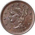 1850 Braided Hair Cent N-7 Ngc Ms-64 Bn Free Fast Shipping