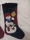Set 2-christmas Stocking Felt Snowman   Santa Claus Stitched 18x9 