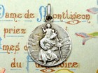 Saint Christopher And Jesus  Antique Religious Silver Medal  Large Pendant 
