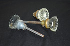 3 Vintage Antique Glass Many Faceted Door Knobs 2  Across Knobs Euc
