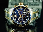 Invicta Men s 48mm Pro Diver Scuba Chronograph Blue Dial Gold Two Tone Ss Watch