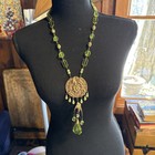 Absolutely Gorgeous Art Nouveau Uranium Czech Crystal Glass Necklace Antique