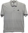 Adidas Golf Ultimate365 Polo Men s Large White Gray Plaid Performance Shirt