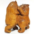 Y6201 - 2  Hand Carved Boxwood Netsuke Figurine Carving   2 Bears