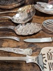 Antique Vintage Silver Plate Mix Lot - Platter  Teapot Spoons Knives Bowl   10lb