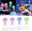 4 Pack Glow Jellyfish Floating Fish Tank Decorations Glowing Effect Silicone