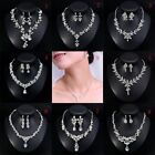 Fashion Crystal Pendant Bib Choker Chain Statement Necklace Earrings Jewelry Set