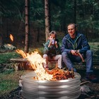36  Silver Round Galvanized Steel Fire Ring Pit For Backyard  Camping  Bonfire