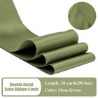 Moss Green Ribbon 4 Inch Wide Double Face Satin Ribbon Thick Moss Ribbon For    