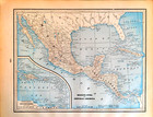 1893 Original Map Mexico Cuba Central America Vintage Atlas 10