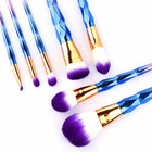 Unicorn Makeup Brushes - 7-piece Set W diamond Handle   Silky Purple Hair